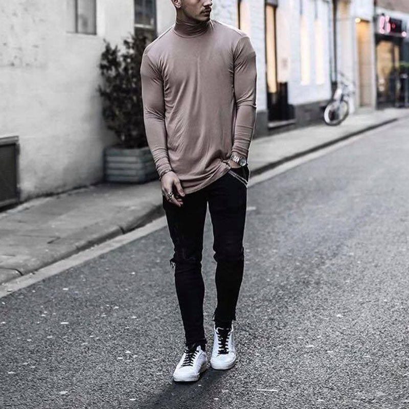 Fashion Solid Color Slim Long Sleeve T-Shirt