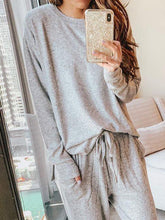 Load image into Gallery viewer, Fashion Solid Color Long Sleeve Round Neck Sports Two-piece Suit
