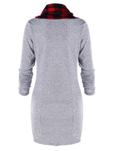 Load image into Gallery viewer, Casual Plaid High Neck Mid-Length Hoodie
