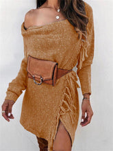 Load image into Gallery viewer, Fashion Sexy Tassel Neckline Women&#39;S Sweater Dress
