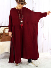 Load image into Gallery viewer, Loose Bat Sleeves Solid Color Sweater Dress
