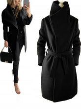 Load image into Gallery viewer, Pure Color Lapel Stand-collar Thick Woolen Warm Coat
