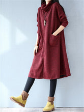 Load image into Gallery viewer, Warm High Neck Patch Pocket Women&#39;S Knitted Dress
