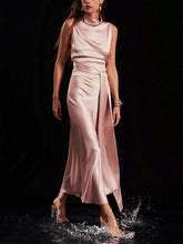 Load image into Gallery viewer, Fashion Sleeveless Silk Lace-up Maxi Dress
