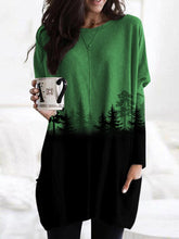 Load image into Gallery viewer, Forest Print Round Neck Long Sleeve Hoodies
