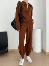 Load image into Gallery viewer, Simple Casual Loose V Neck Long Sleeved Top Pants Suit
