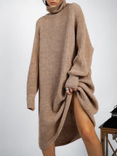 Load image into Gallery viewer, Fashion Mid-Length Turtleneck Sweater Dress
