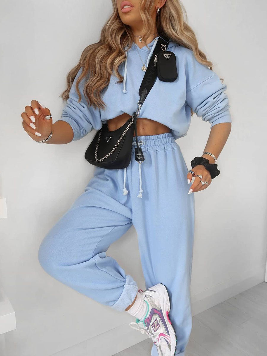 Women'S Casual Solid Color Loose Two-Piece Suit