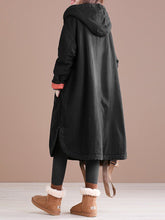Load image into Gallery viewer, Loose Casual Hooded Solid Color Coat
