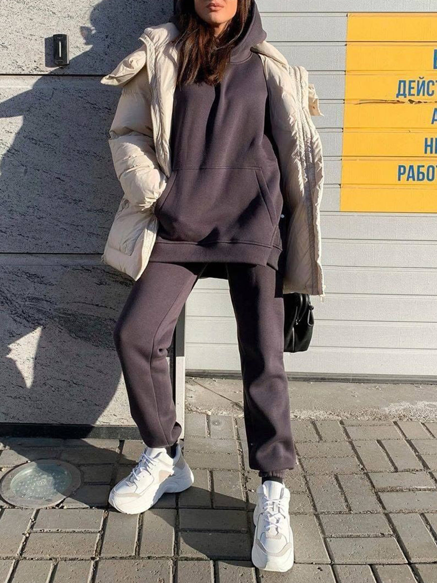 Casual Loose Long Sleeve Hooded Two-piece Suit