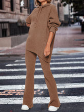 Load image into Gallery viewer, Knitted Round Neck Hooded Solid Color Casual Ladies Two-piece Suit
