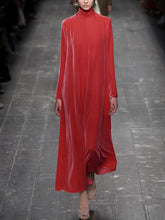 Load image into Gallery viewer, Fashion Simple High Neck Long Sleeve Maxi Dress
