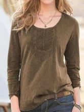 Load image into Gallery viewer, Long Sleeve Velvet Round Neck Vintage Shirt And Top
