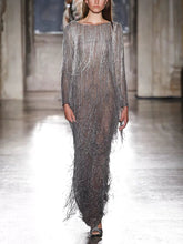 Load image into Gallery viewer, Fashion Fringed Long Sleeve Elegant Dress
