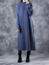 Load image into Gallery viewer, Casual Retro Drawstring Pleated Women&#39;S Sweater Dress
