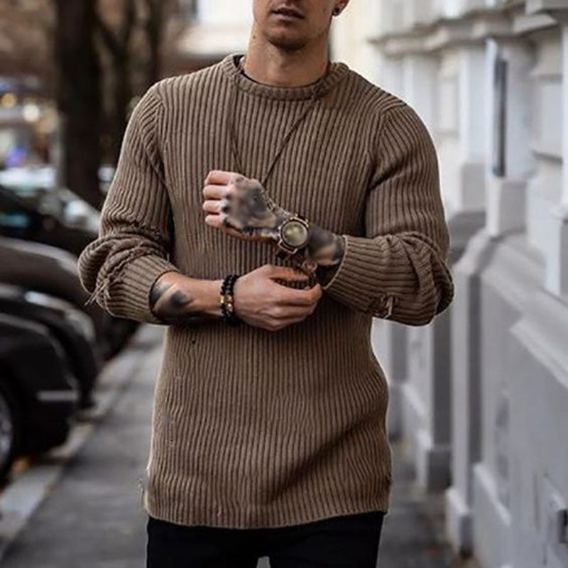 Casual Round Neck Long Sleeve Knitted Sweater