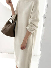 Load image into Gallery viewer, Women&#39;S Solid Color Casual High Neck Knitted Dress
