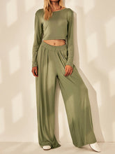 Load image into Gallery viewer, Women&#39;s Round Neck Loose Wide Leg Pants Two-piece Suit
