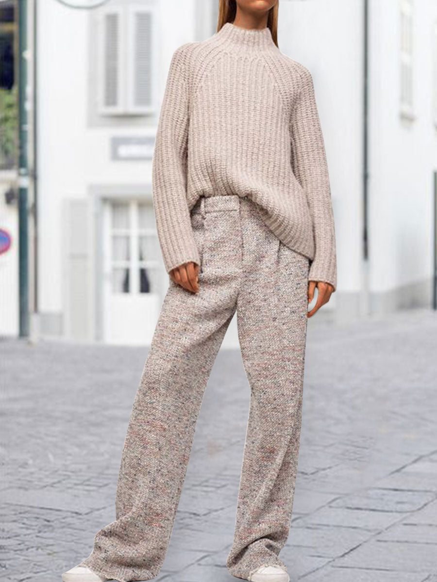 Casual Fashion High Collar Casual Two-piece Suit
