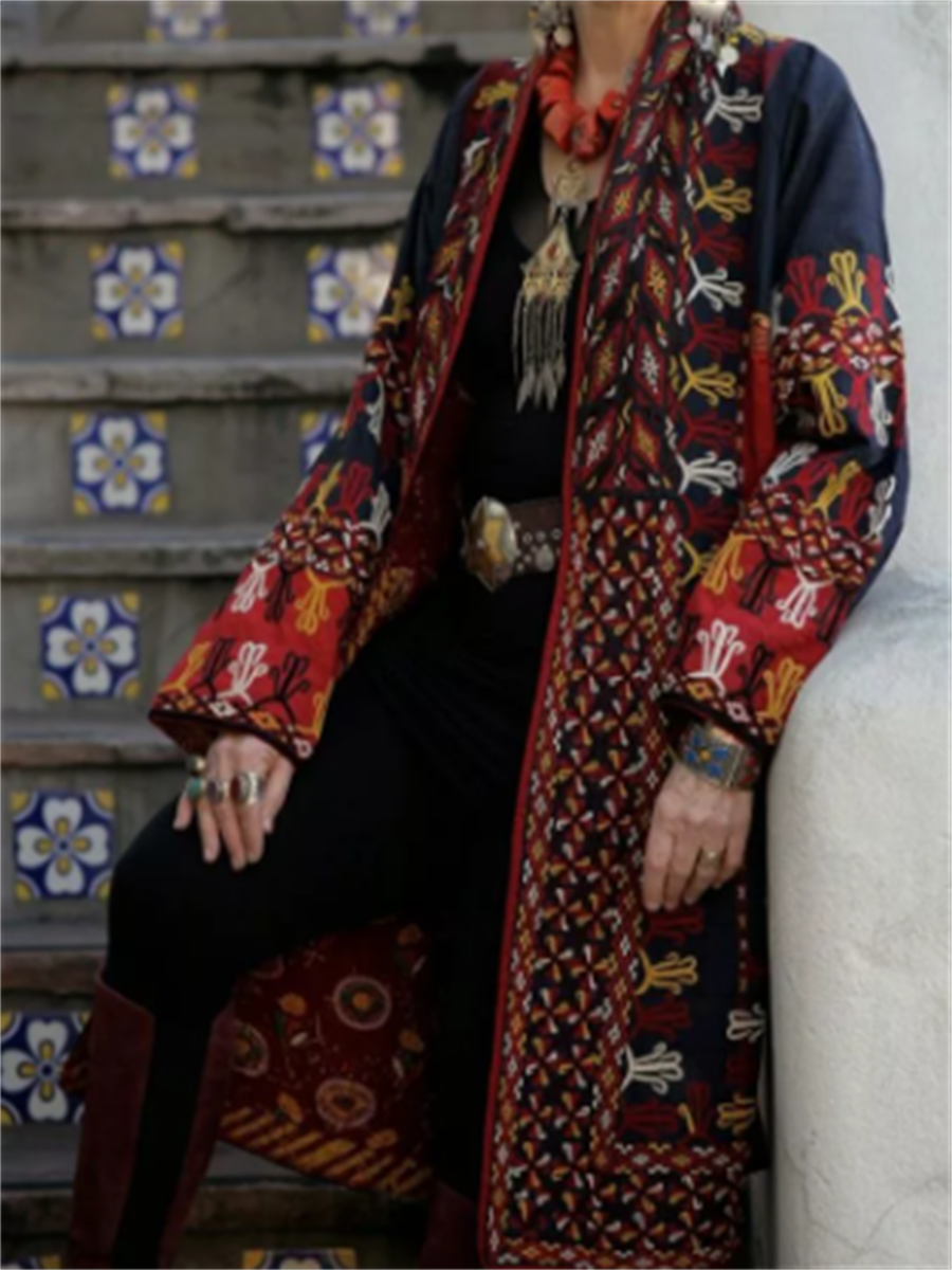 Vintage Ethnic Style Casual Women'S Long Coat