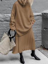 Load image into Gallery viewer, Fashion Casual Solid Color High Neck Long Sleeve Two-piece Suit
