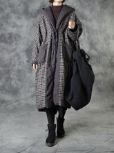 Load image into Gallery viewer, Fashion Casual Linen Check Hood Coat
