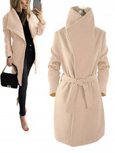 Load image into Gallery viewer, Pure Color Lapel Stand-collar Thick Woolen Warm Coat
