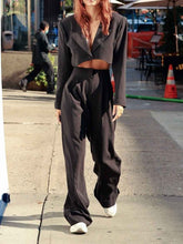 Load image into Gallery viewer, Fashion Solid Color Lapel Short Top Leisure Two-piece Suit
