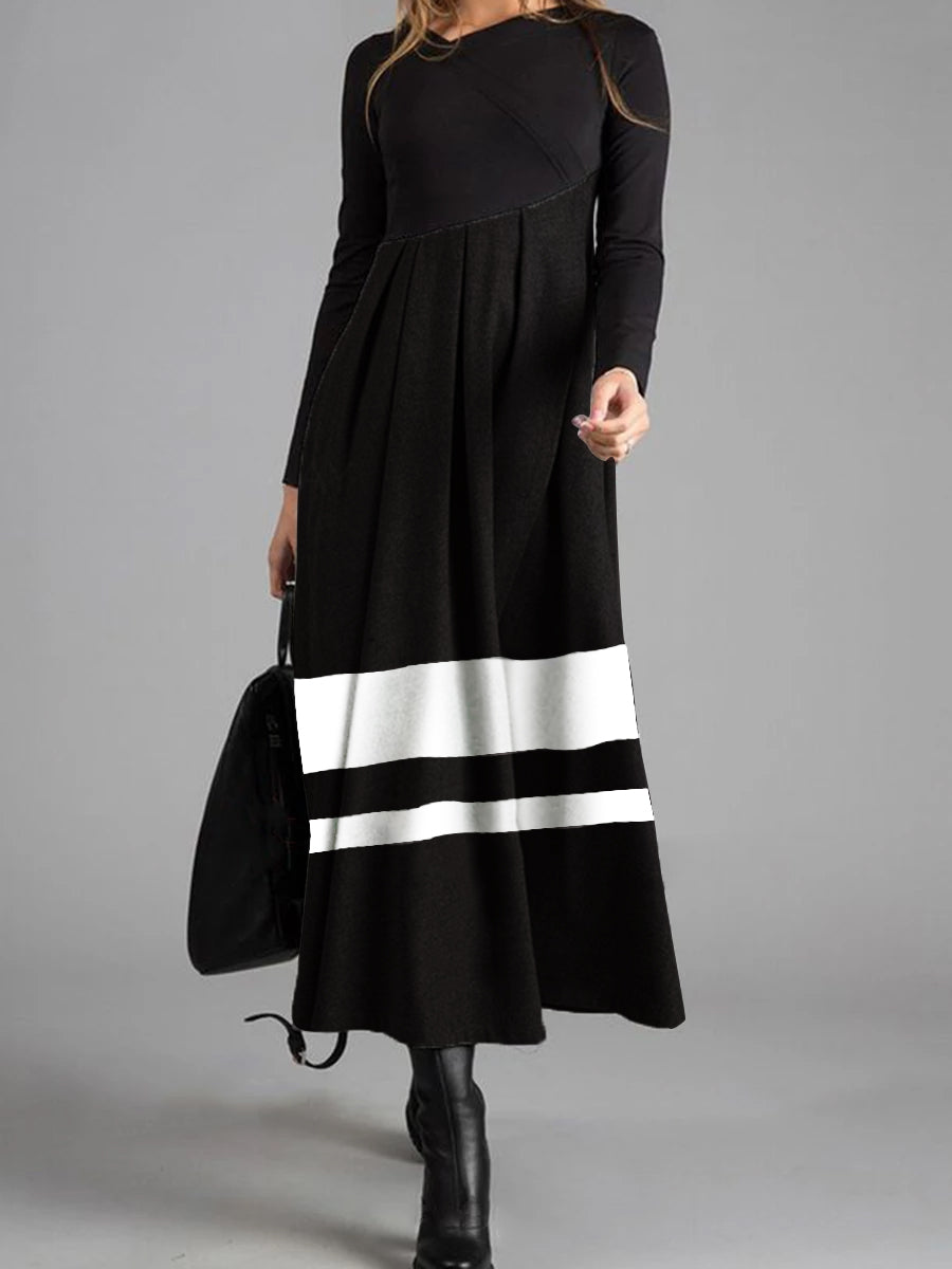 Simple Casual Loose Color Matching Maxi Dress