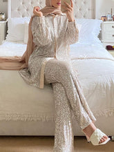 Load image into Gallery viewer, Glittery Sequins Fashion Blouse Two-Piece Suit

