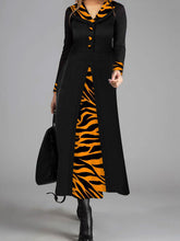 Load image into Gallery viewer, Elegant Retro Colorblock Leopard Print Long Sleeve Maxi Dress
