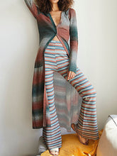Load image into Gallery viewer, Fashion Simple Casual Loose Long Sleeved Coat Pants Striped Knitted Suit
