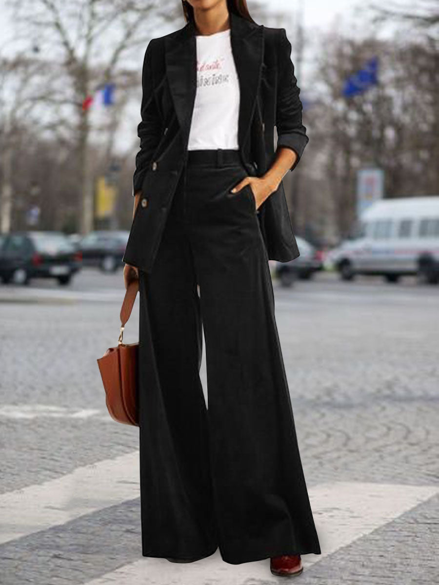 Temperament Double Row Loose Suit Ladies Two-piece Suit