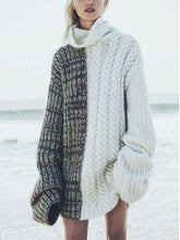 Load image into Gallery viewer, Fashion Casual Contrast Color Long Sleeve Sweater Dress
