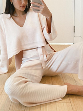 Load image into Gallery viewer, Fashionable V-neck Knitted Irregular Hem Loose Set
