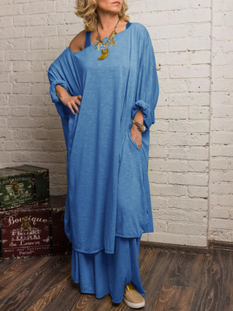 Retro Comfortable Loose Solid Color Women'S Three-Piece Suit