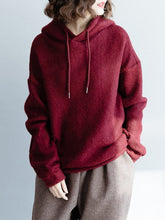 Load image into Gallery viewer, Solid Color Long-sleeved Knitted Hoodie
