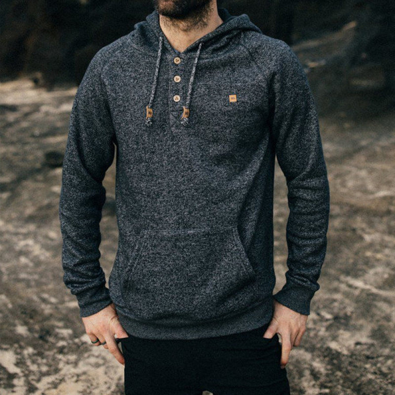 Pure Color Fashion Casual Knitted Men'S Hoodie