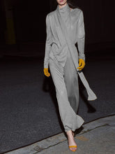 Load image into Gallery viewer, Fashionable And Elegant High Neck Long Sleeve Pants Knit Suit
