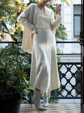 Load image into Gallery viewer, Elegant And Simple Top Skirt and Coat Three-Piece

