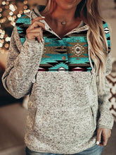 Load image into Gallery viewer, Tribal Print Button Down Hooded Sweatshirt
