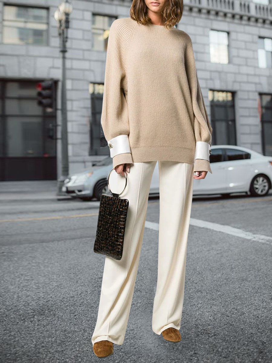 Women's Round Neck Casual Knitted Two-piece Suit
