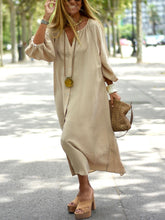 Load image into Gallery viewer, Ethnic Casual Solid Color Loose V-Neck Women&#39;S Dress
