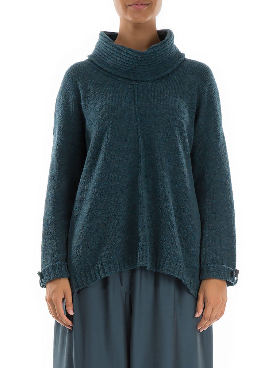 High Neck Loose Solid Color Wool Sweater