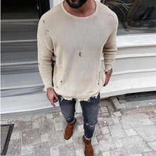 Load image into Gallery viewer, Men&#39;S Fashion Casual Ripped Round Neck Sweater
