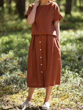 Load image into Gallery viewer, Simple Casual Loose Short Sleeved Top And Skirt Suit
