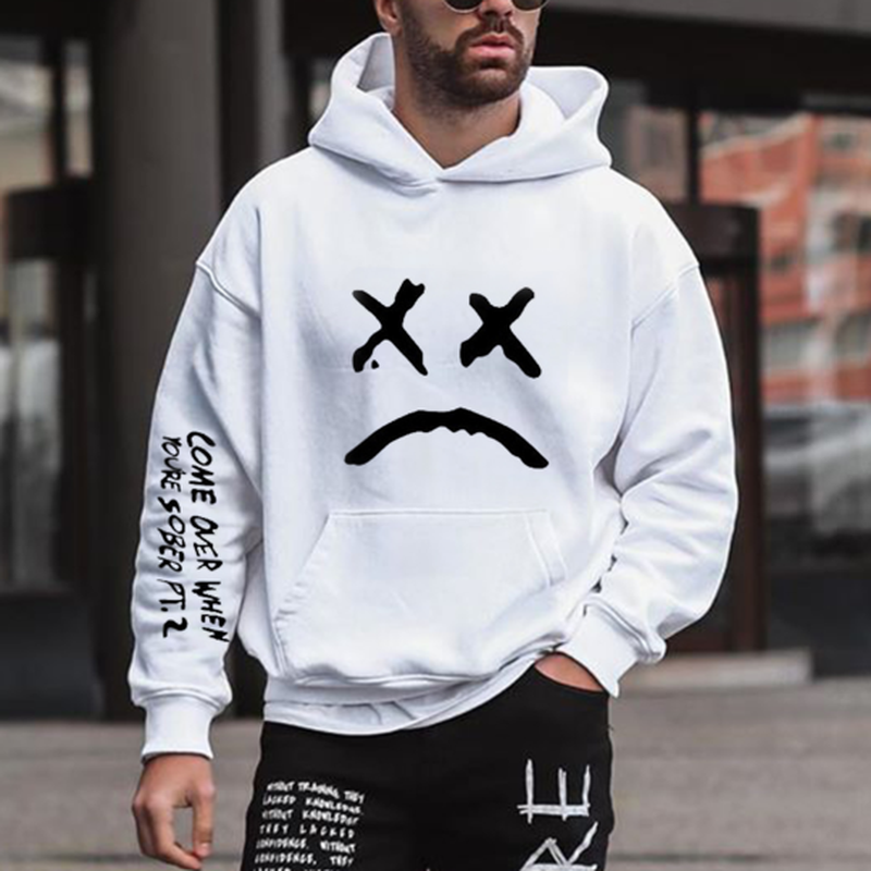 Men'S Street Fashion Smiley Print Hoodie