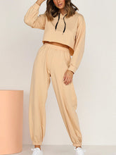 Load image into Gallery viewer, Autumn Winter Short Hooded Solid Color Casual Suit
