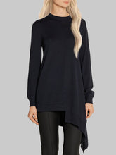 Load image into Gallery viewer, Solid Color Casual Round Neck Irregular Hem Top
