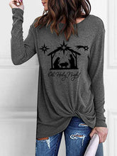Load image into Gallery viewer, Casual Comfortable Jesus Birth Print Twist Women&#39;s Long Sleeve T-shirt
